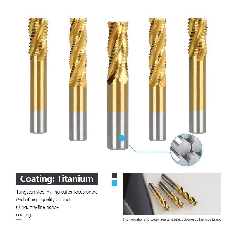 XCAN Roughing End Mill HSS Cutters 4 Flute 6 to 45mm Metal Aluminum Steel Machining Low Speed Metal Tool Milling Cutter