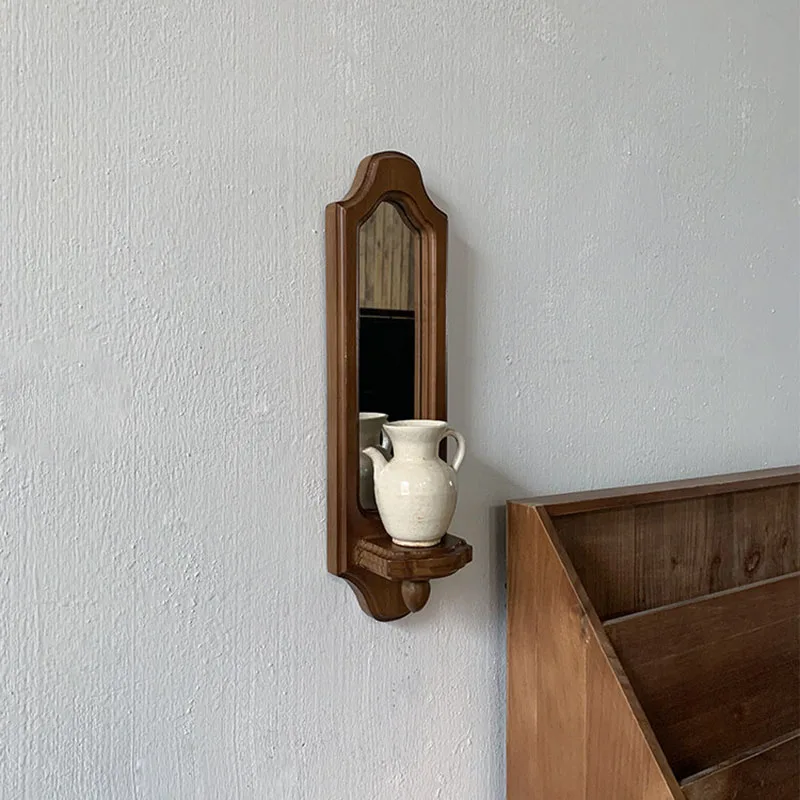 Small Aesthetic Mirror Funky Irregular Vanity Decoration Modern Cute Mirror Wooden Hanging Espelhos Living Room Decorations