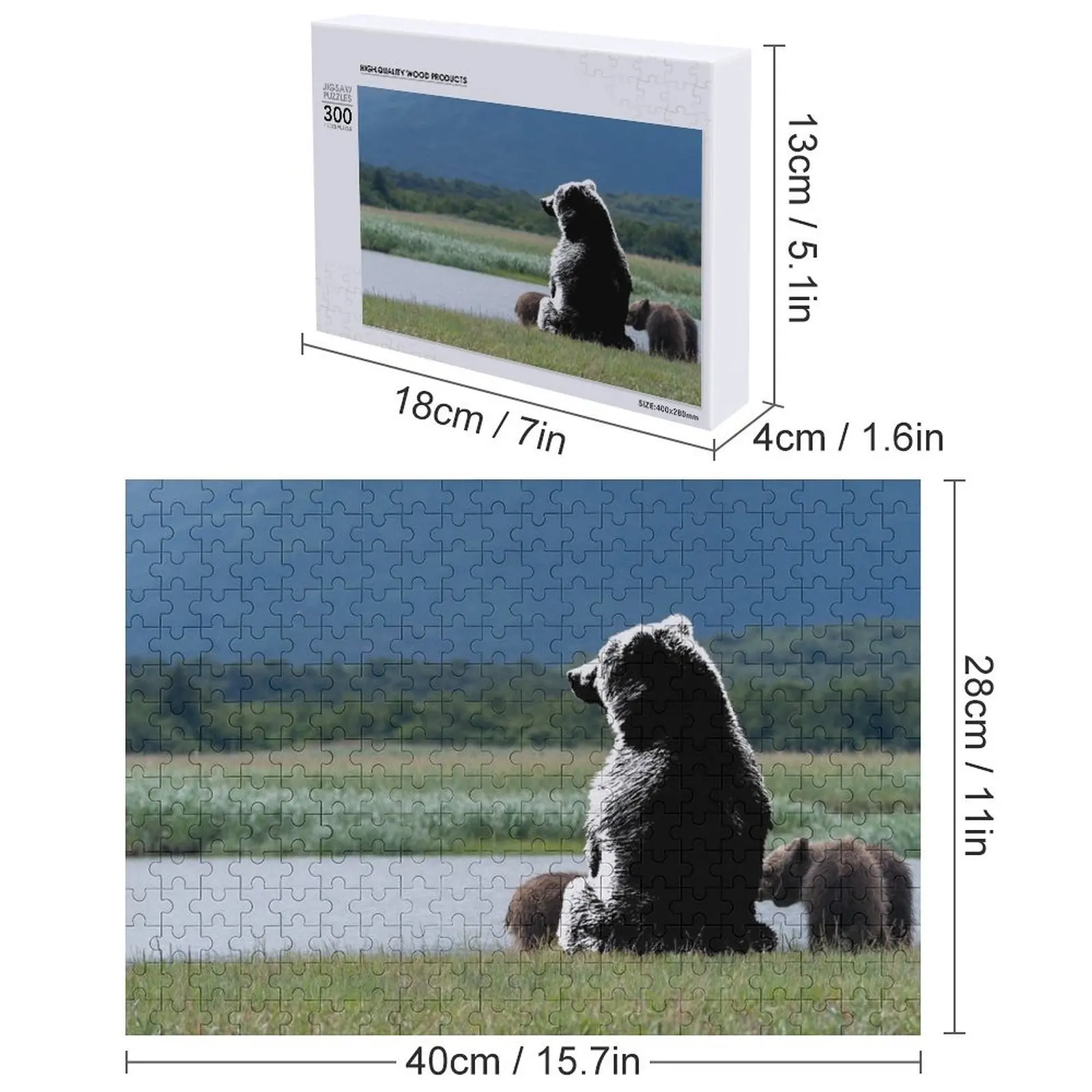 Puzzle Triste Orso Puzzle in legno con nome IQ