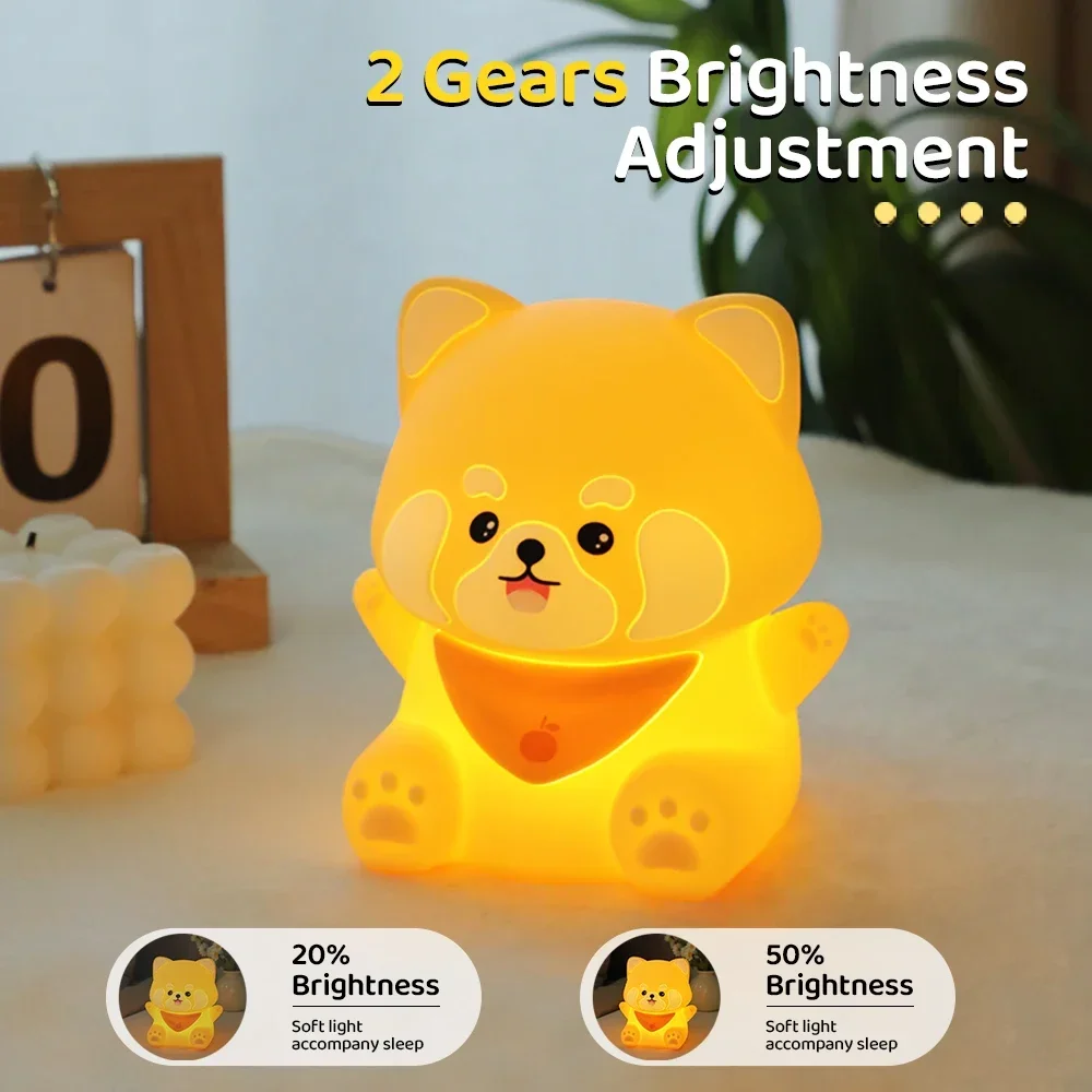 かわいいレッサーパンダナイトライト 2 輝度タイミング保育園睡眠ランプ USB 充電式ベッドサイドテーブルランプ部屋の装飾用