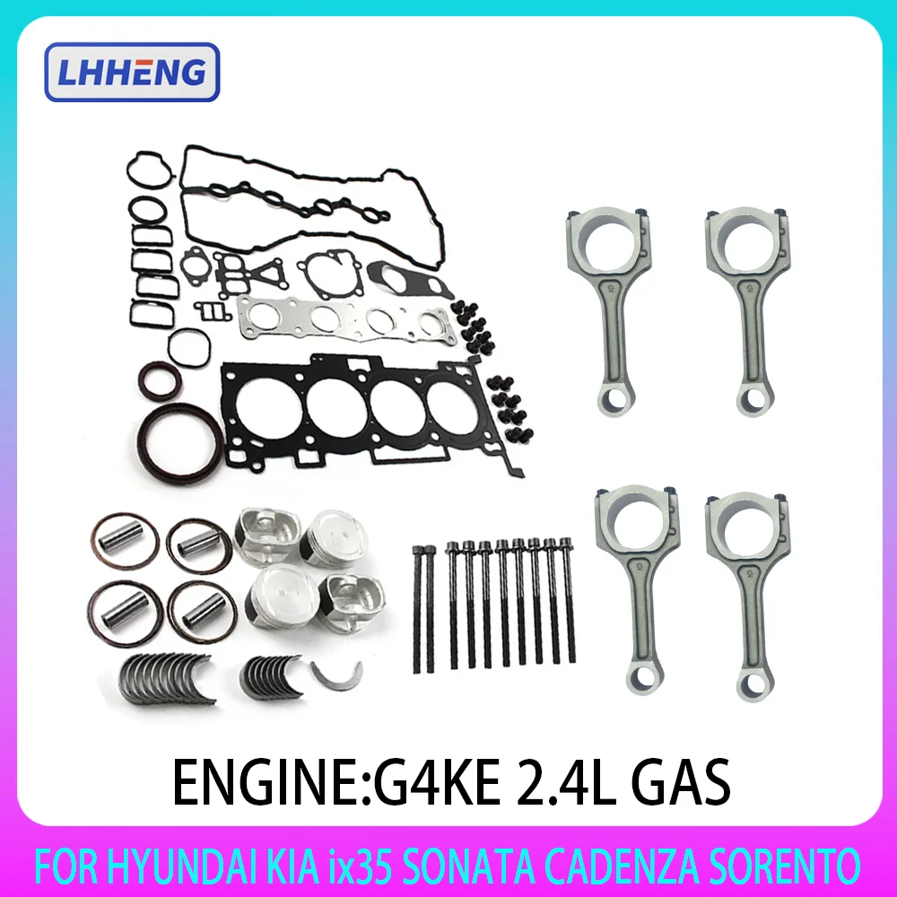 

Cylinder gasket Piston ring Cylinder head bolt Bearing Connecting rod kit For G4KE Hyundai KIA Santa Tucson 2.4 L4 GAS 2.4 L T