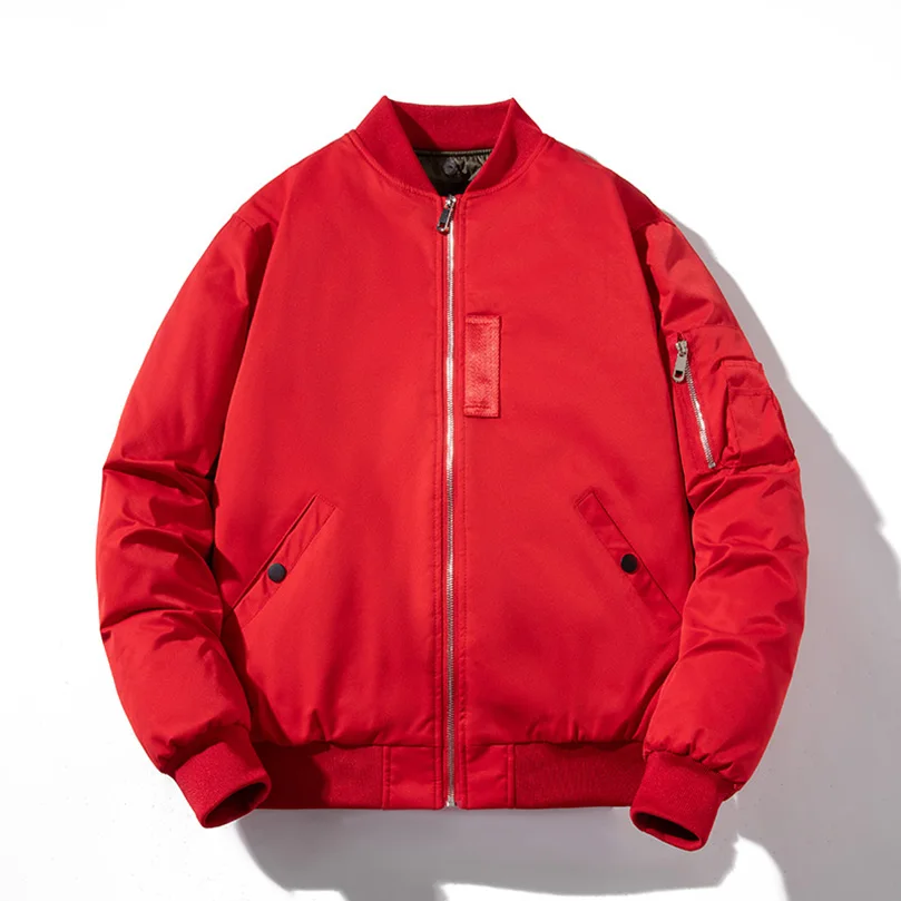 Thick Padded Bomber Jacket Men Solid Autumn Coat Man Youth Windbreaker Male Baseball Clothing Plus Size 5XL 2026 WomenA1