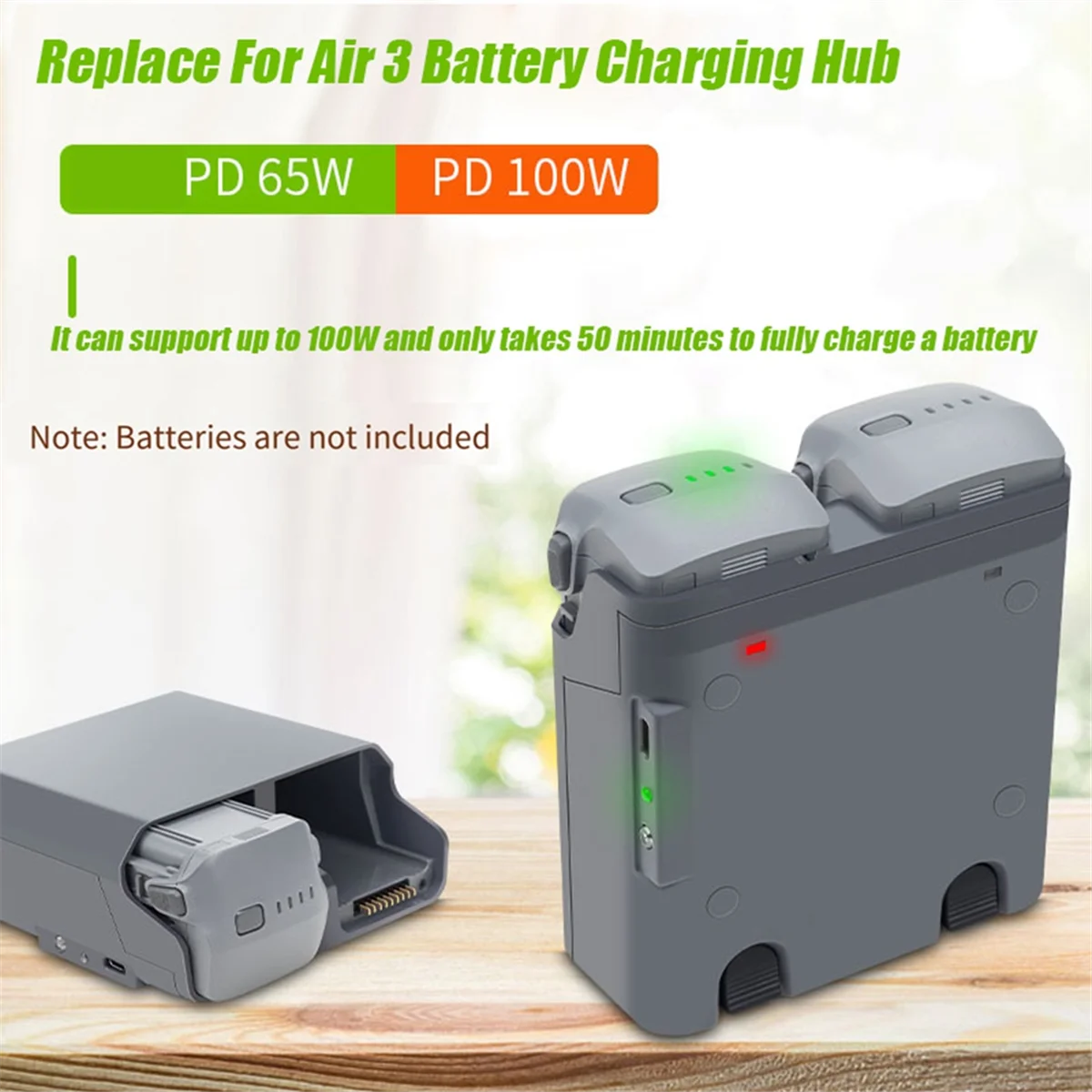 Replace for DJI Air 3 Battery Charging Hub 2-Way Charger Supports PD 65W PD 100W for Air 3 Battery Manager