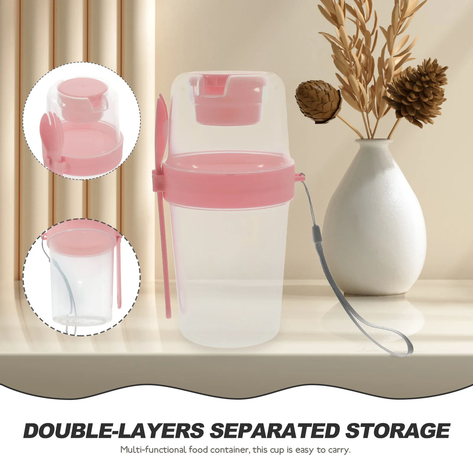 

1Set Overnight Oats Jars Portable Salad Cup with Lid Spoon Multi Functional Food Container Wide Applications Salad Cup