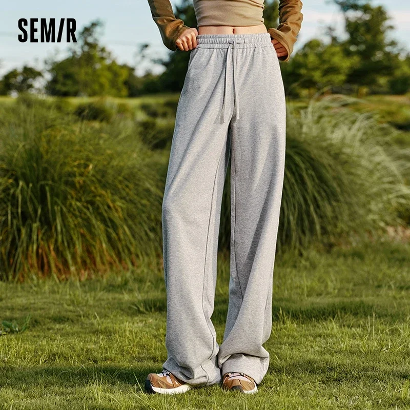 Semir กางเกงลำลองผู้หญิง, กางเกงขาบานเนื้อเรียบๆสไตล์ขี้เกียจสีทึบกางเกงขายาวอเนกประสงค์