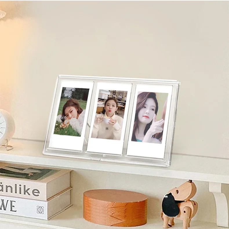 For Fujifilm Instax Mini 8/9/11/12 Series 3 Inch Photo Pictures Transparent Vertical Three Palace Grid Photo Frame Table image 5