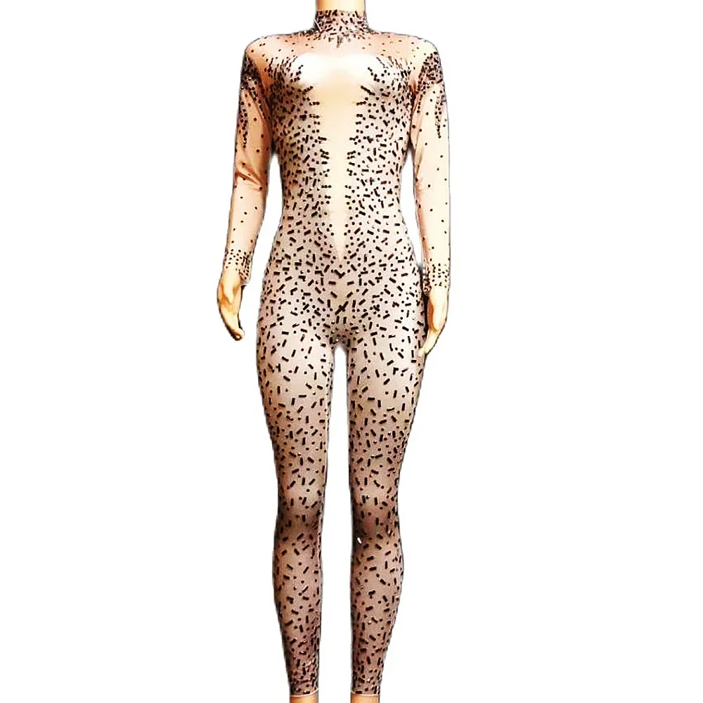 

Black Glitter Diamonds Women Jumpsuits Nightclub Singer Dance Prom Party Birthday Celebrate Stage Performance Costume