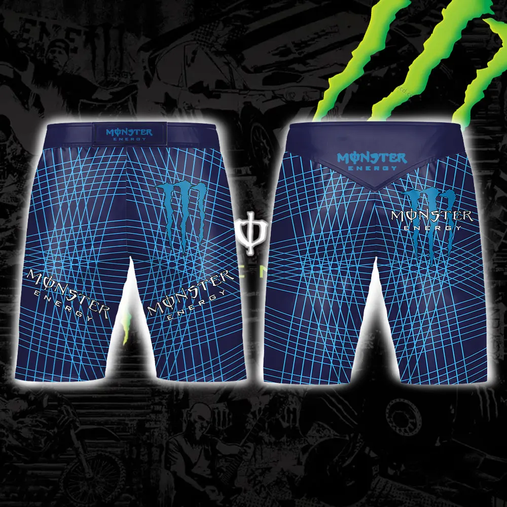 Monster Energy Pantalones cortos deportivos funcionales Pantalones cortos con estampado geométrico fresco y moderno Estilo funcional Pantalones cortos funcionales en contraste