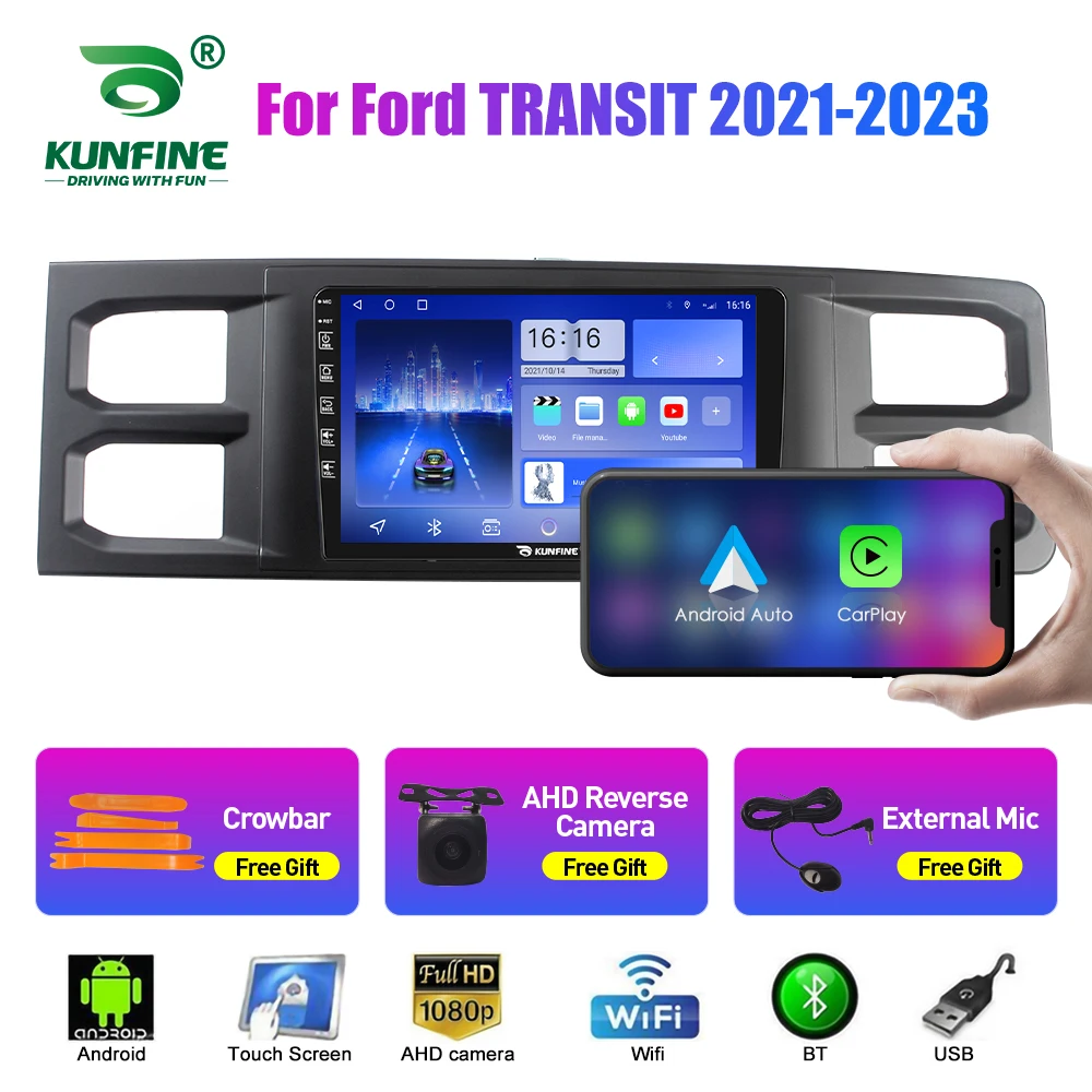 

2Din Android автомобильный радиоприемник для Ford TRANSIT 2021-2023 аудио мультимедийный плеер Carplay GPS навигация стерео Android авто Wi-Fi