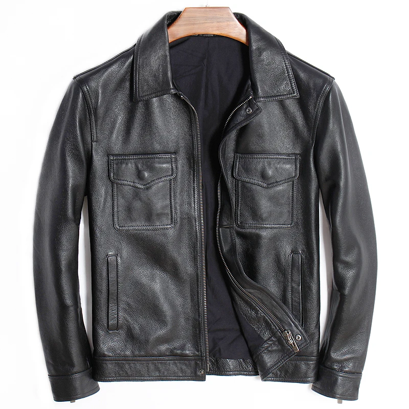 

2025 Vintage Leather Jacket Men 100% Cowhide Natural Leather Jackets Man Leather Autumn Clothing Coat Cow Jacket