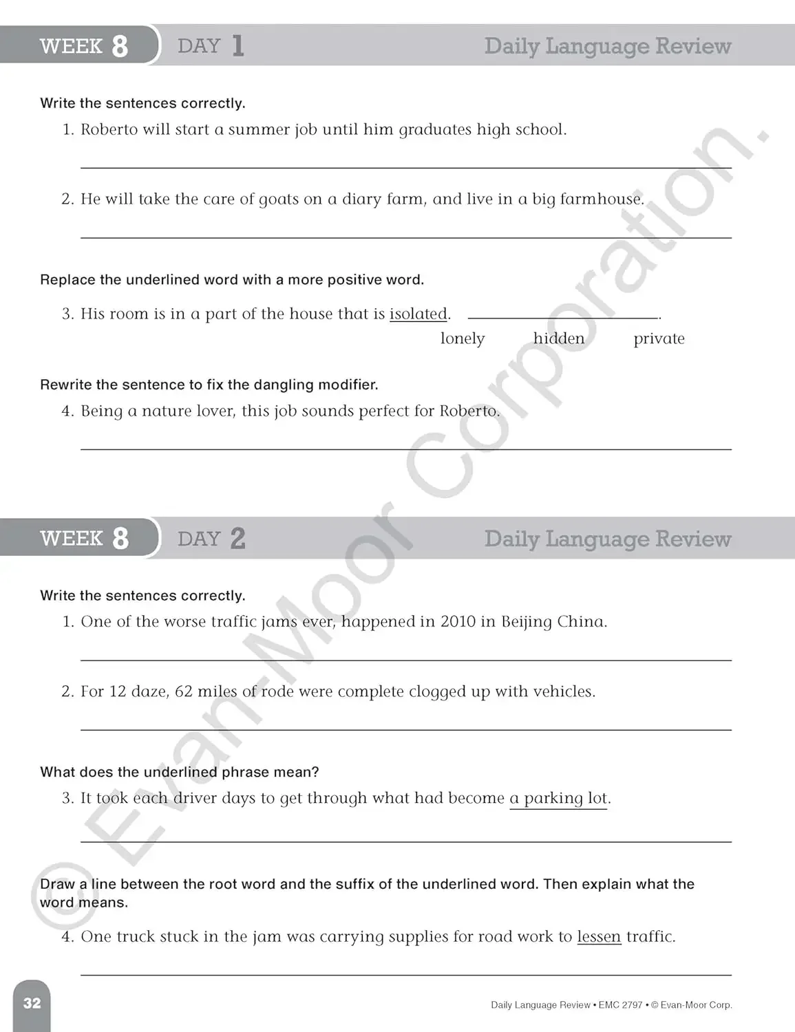 Evan-Moor Daily Language Review, Grade 7 TE Workbook,aged 10 11 12 13, English book 9781608236565