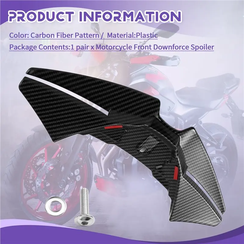 Motorcycle Front Downforce Spoiler Lower Lip Wind Wing Aerodynamic Fairing Winglets For MT-07 MT07 2025+