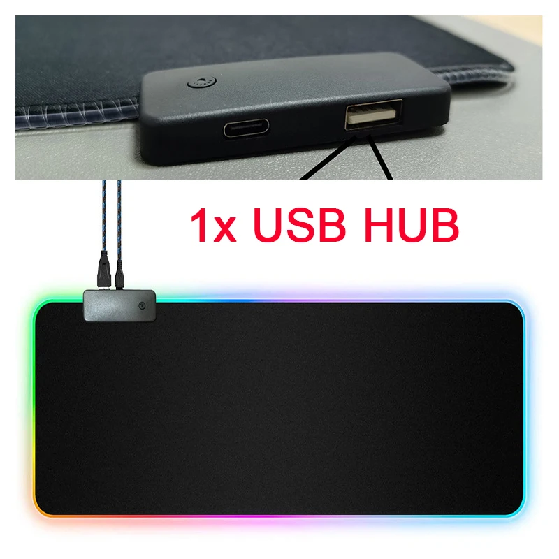 Mouse Pad With 4 Ports USB HUB Large LED Backlit Mouse Carpet Gaming RGB XXL PC Game Mousepad Gamer Desk Mat Computer Mice Mat