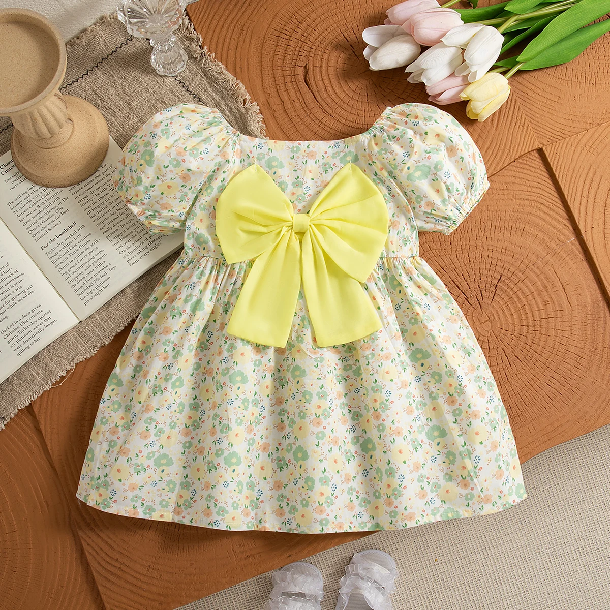 Baby Clothes Girl Summer Full Printed With Bow Decoration Girls\' Dresses Cute Coolred Girl Kid\'s Dress Children\'s Princess Dress