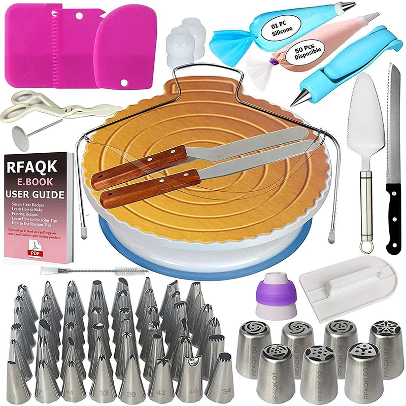 

Cake Decorating Nozzle Set, Icing Piping Kit, Baking Tools, Cake Tools, 124Pcs