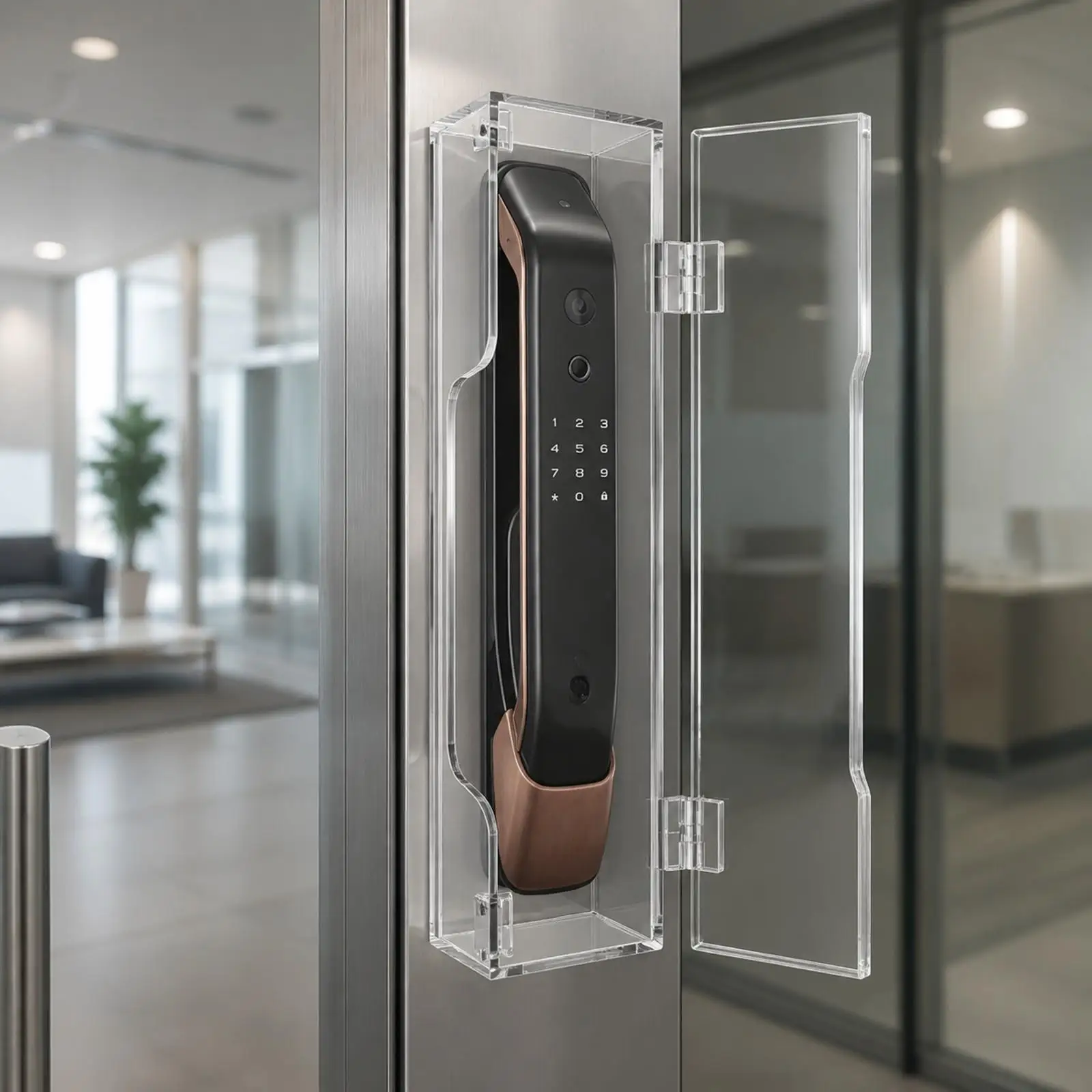 Transparent Outdoor Lock Cover with Flip-Open Enclosure Weatherproof Acrylic Electronic Lock Door Lock Cover Sun Protection for