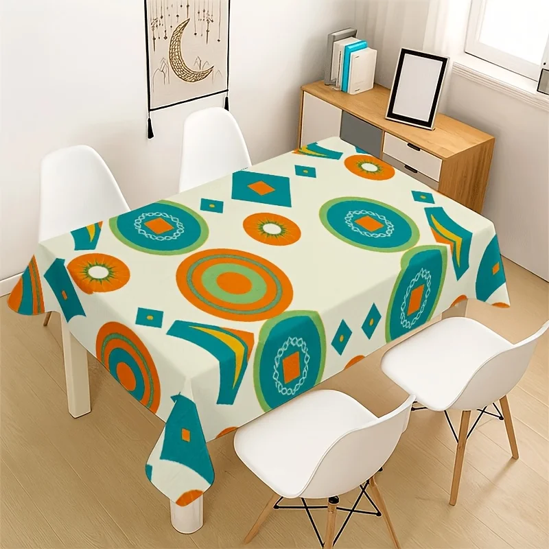 Vibrant Boho Geometric Tablecloth Spill Proof Waterproof Table Cover for Dining Room Home Decor
