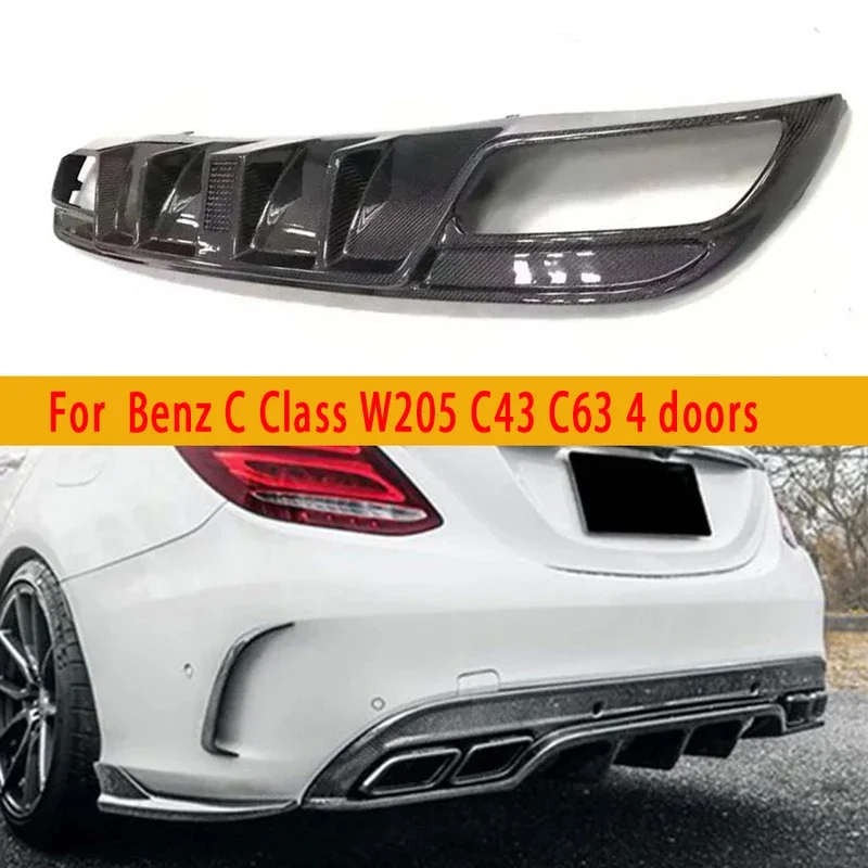 

For Mercedes Benz C Class W205 C43 C63 Carbon Fiber Back lip Car Rear Bumper Diffuser Splitters Spoiler Car Accessories body kit