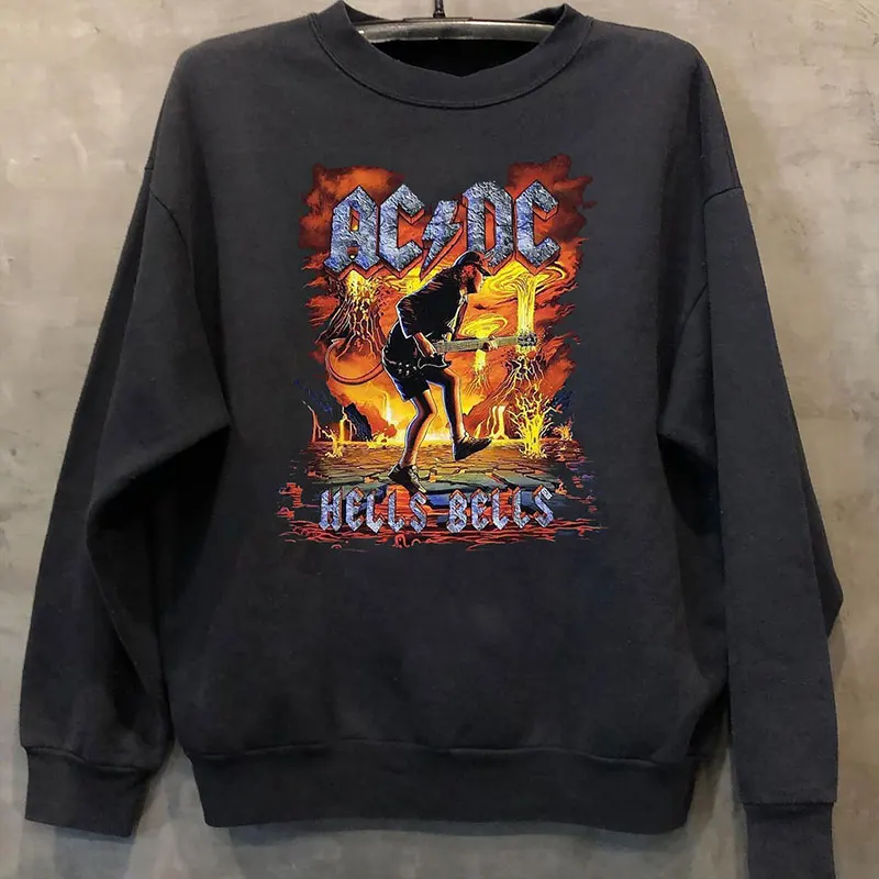 

Autumn Winter ACDC Rock Band American Street Trend Vintage Sweater Jumper Men Hip-hop Rock Band Sports Sweater Women Top