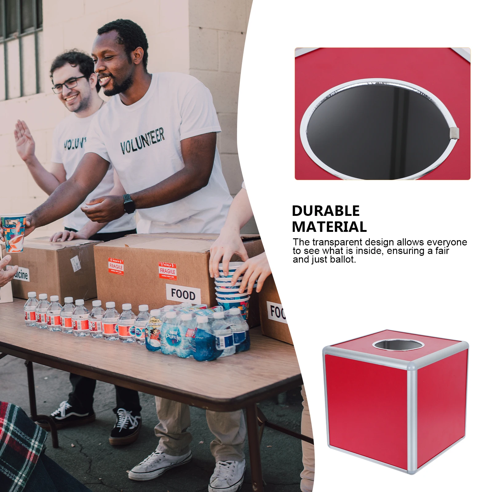 

Large Capacity Lottery Box Invisible Design Sturdy Storage Container For Donations Raffles Fundraising Charitable Events Party
