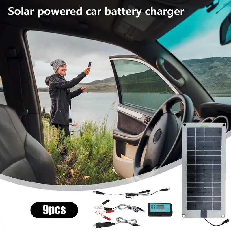 Solar Panel Kit 30W 12V Solar Panel Battery Charger for Cars Plug and Play Solar Panel Trickle Charging Kit with Plug &