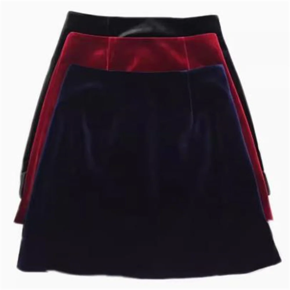 High waisted velvet skirt, A-line skirt sexy buttocks wrapped velvet short skirt, elastic waist