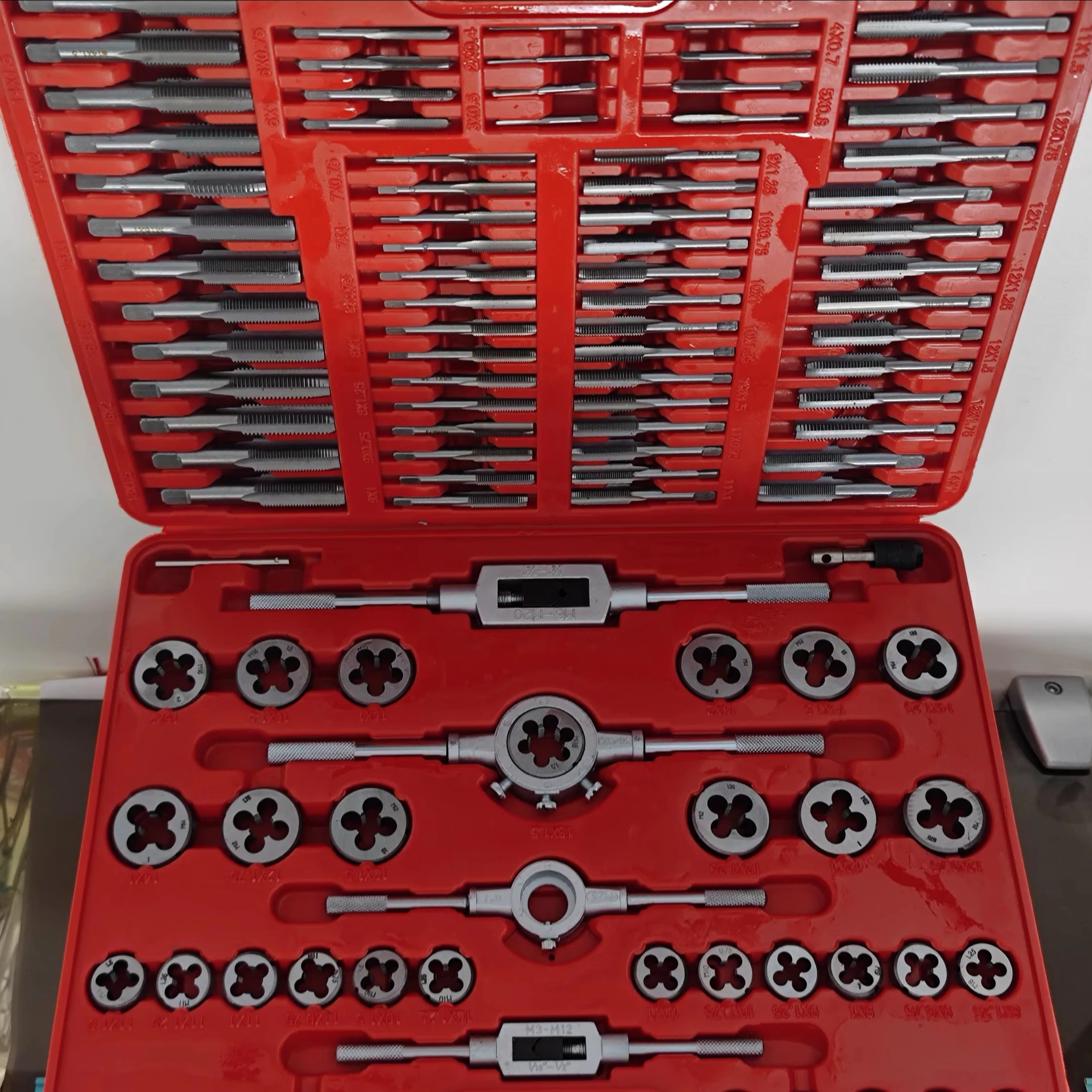 110Pcs Tap and Die Set M2-M18 High Carbon Steel Threading Kit for CNC Machine & Maintenance