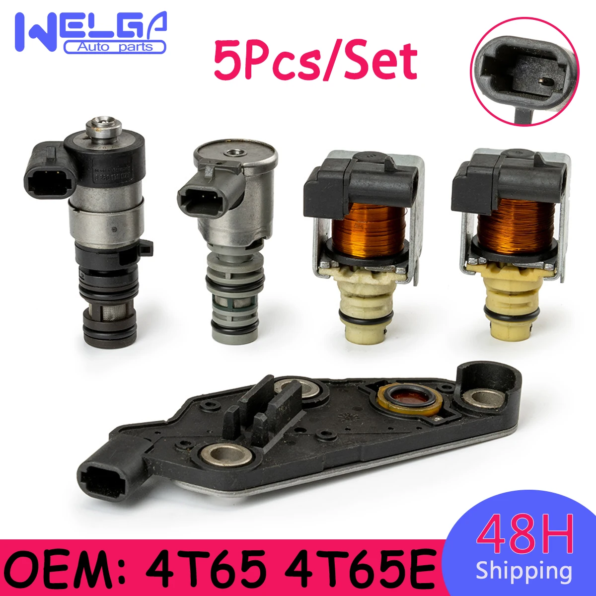 

5Pcs/Set 4T65 4T65E 4T65-E Transmission Solenoid Kit Valve Body Solenoid Set EPC Shift TCC For Buick For Chevrolet For Volvo