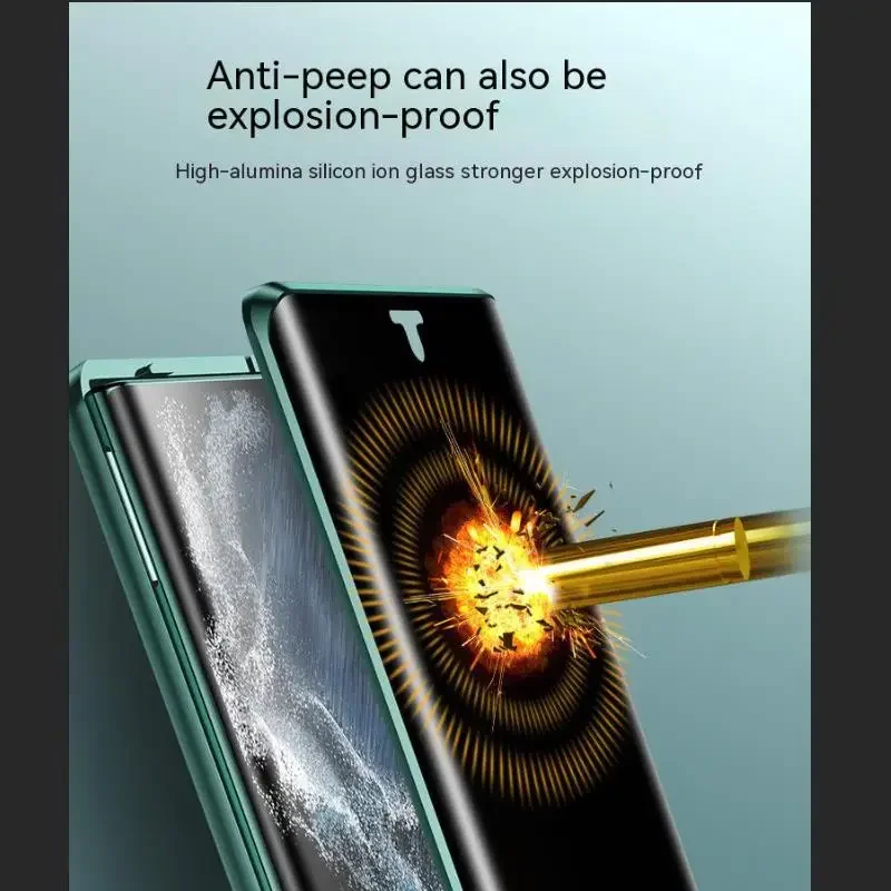 360° Double Sided Glass Magnetic Case For Samsung Galaxy S24 S21 S22 S23 S25 Ultra Plus Anti Peeping Metal Lens Protector Capa