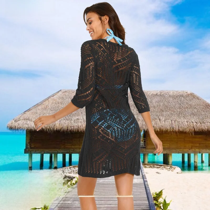 

Сексуальный ажурный вязаный женский топ Beach Vaion, пляжная накидка, бикини, купальник, верхняя одежда, трансграничный бестселлер