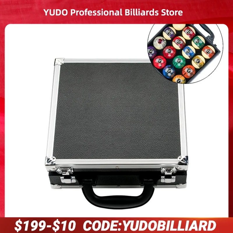 

Billiard Ball Storage Box with Leather Aluminum Ball Box, Carry Handle, PU Accessory for Black 8 Pool Cue Billiard Accessories