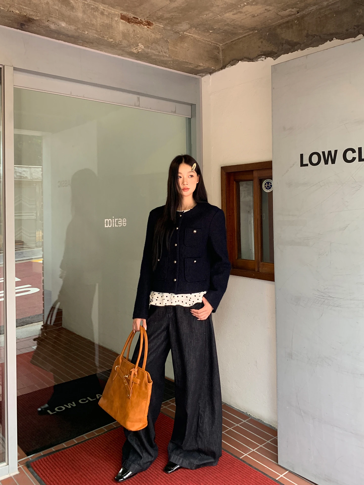 

Red Celebri Woolen Coat Women's ort Sle Autumn Winter Faion Outerwear Small Size Ele Wool Blend Polyester