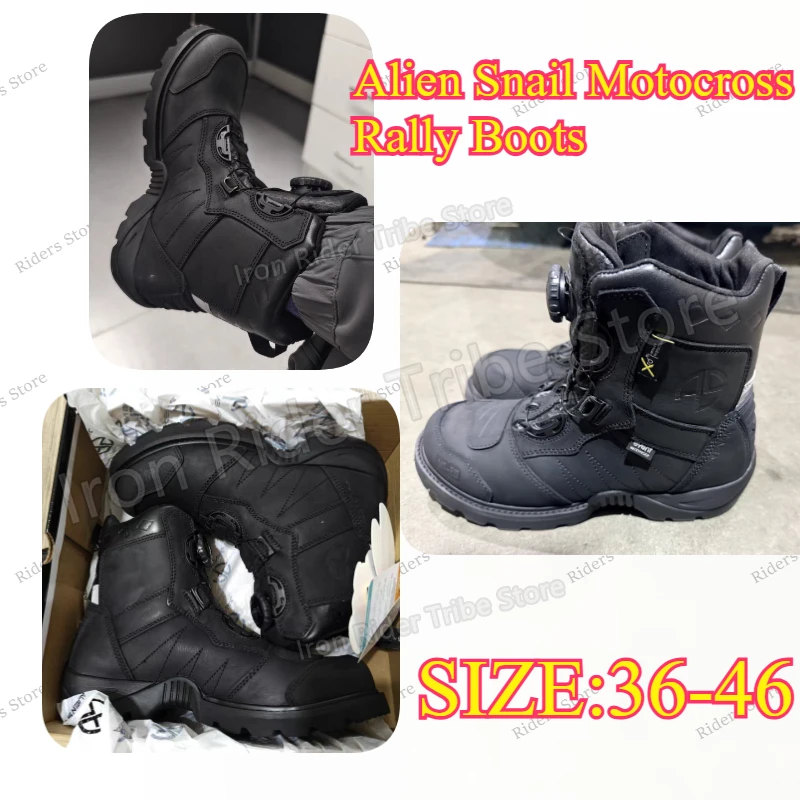 Alien Snail MT-20 Waterproof Motorcycle Riding Boots, Anti-Drop Protective Motorbike Rally Shoes for Men