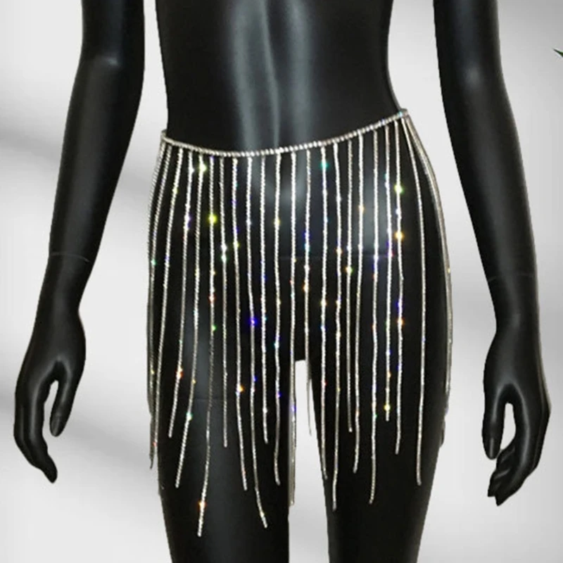 Tassel Body Chain Waist Belt Fringe Belt Crystal Tassel Belt Belly Dance Skirt Belt Dropship