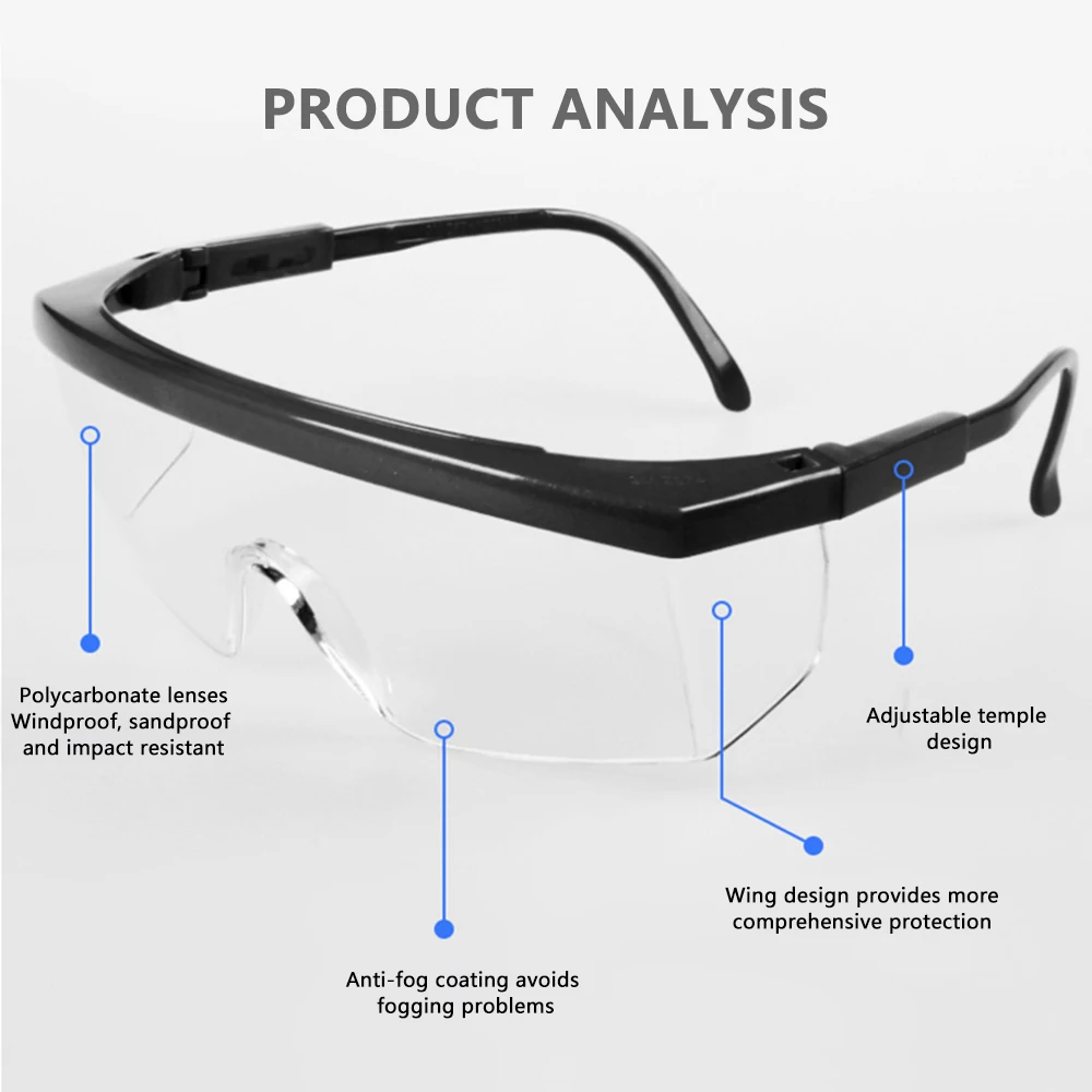 Gafas de seguridad de protección Gafas de soldadura Gafas de seguridad telescópicas Viento Polvo Impacto Salpicaduras y gafas de protección laboral