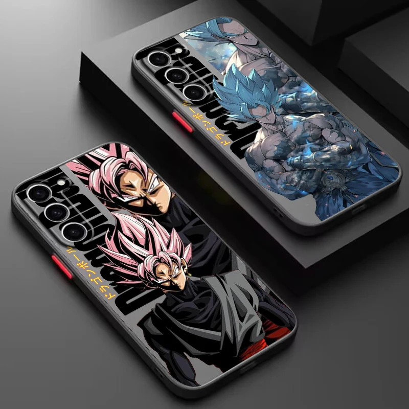 D-Dragon Ball Art Goku Frosted Translucent For Samsung Galaxy S24 S23 S22 S21 S20 FE S10 S9 S8 Plus Ultra Pro 5G Back