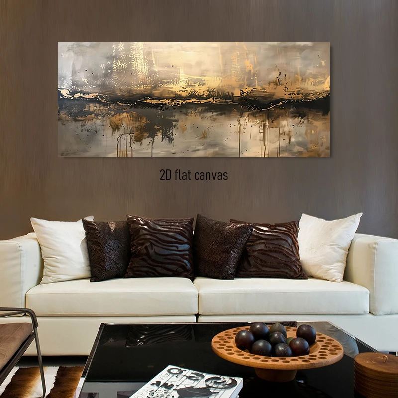 (1PC Unframe)1 abstract gilded landscape decoration painting, living room foyer corridor, light luxury home wall art, 2D plan