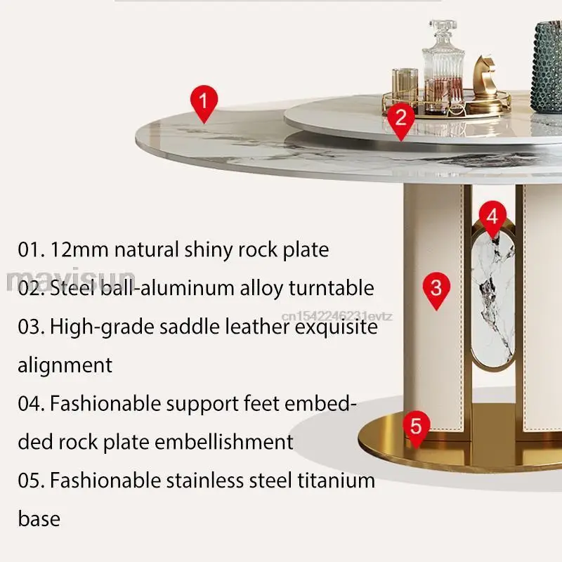 Lekki luksusowy zestawy do jadalni 12mm kamień naturalny przewijak z obrotowym odpinanym gramofonem zaprojektowany stół i krzesła kuchenny