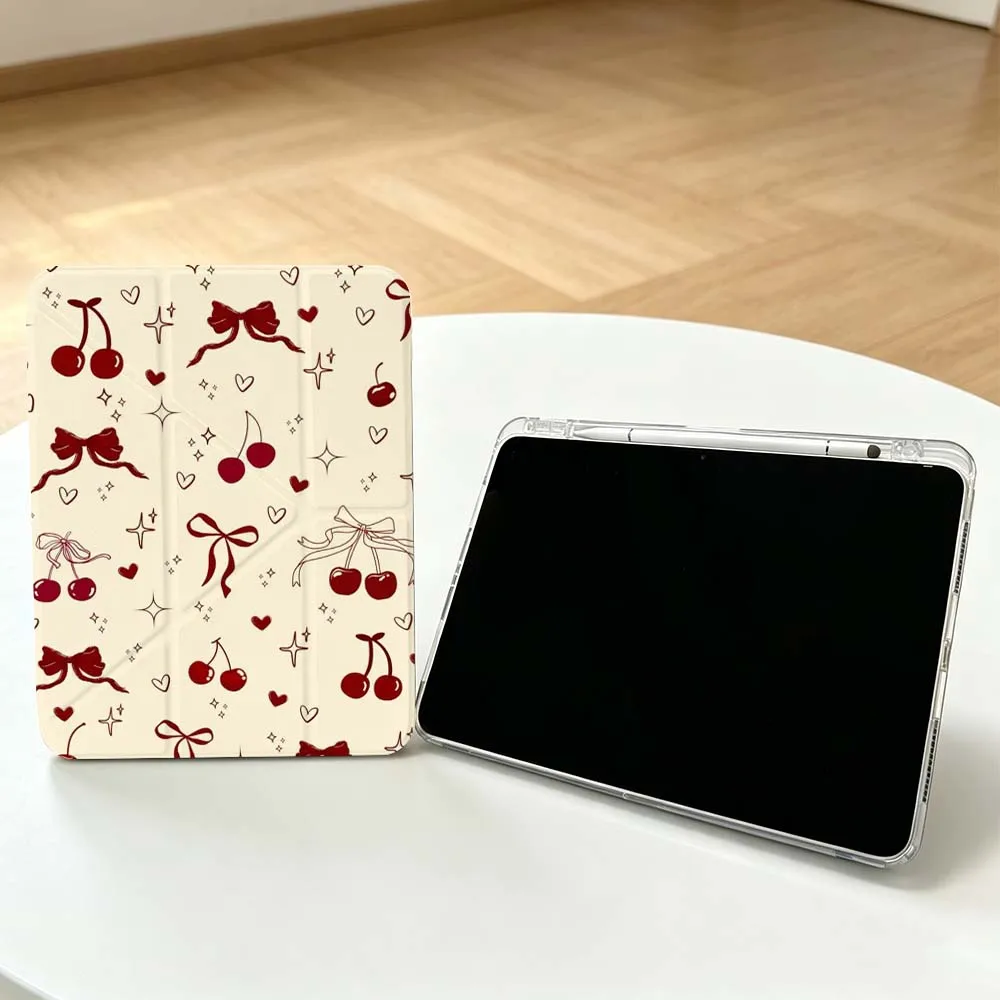 Cherry Red Bow Soft For Apple iPad Air A16 4 5 11th 10th 7th 11 12.9 13 10.5 inch Gen 3Y Tablet Case