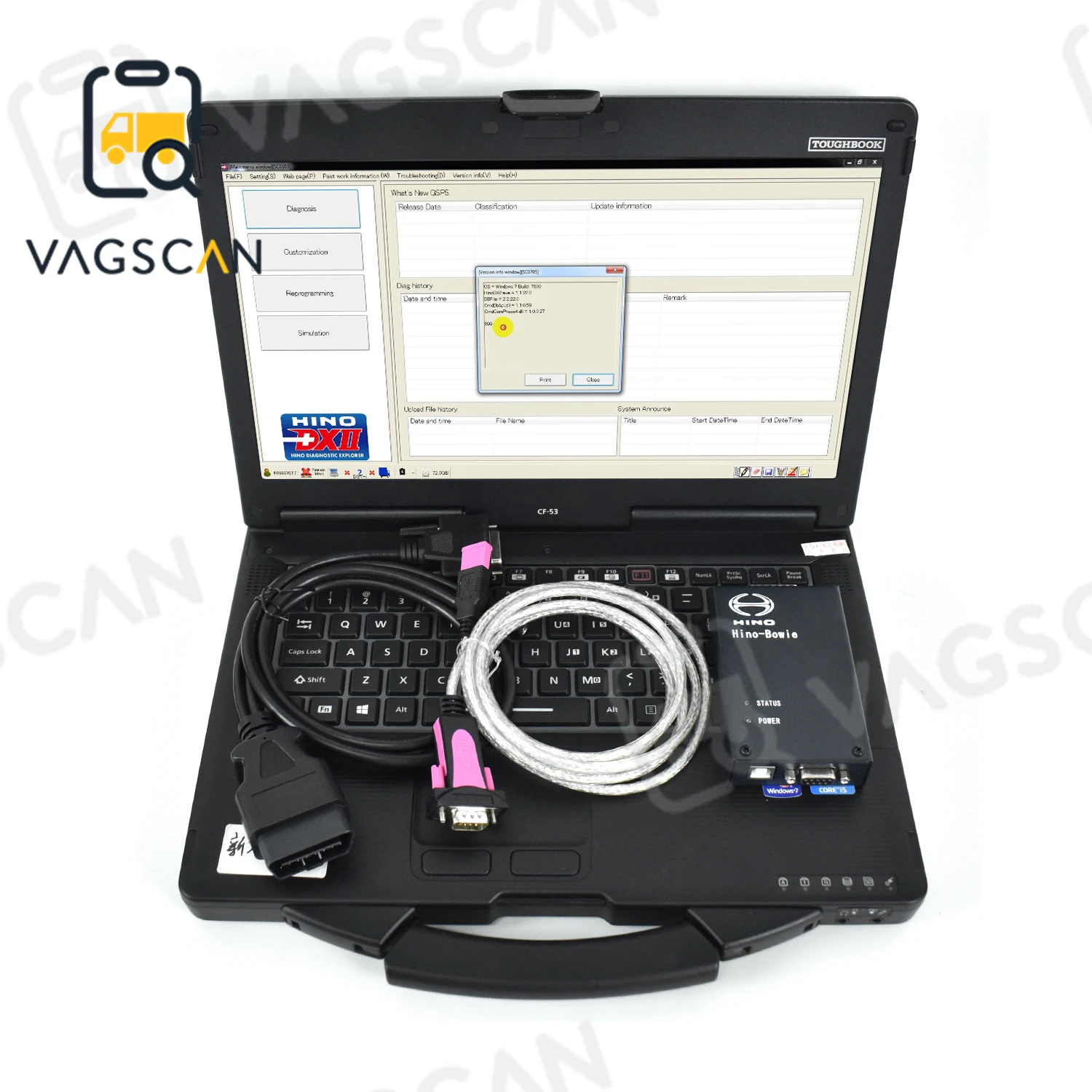 CF53 laptop For HINO Bowie Explorer Engine Data Viewing 3.16 DX Bowie Excavator Truck tool Diagnostic Interface Scanner