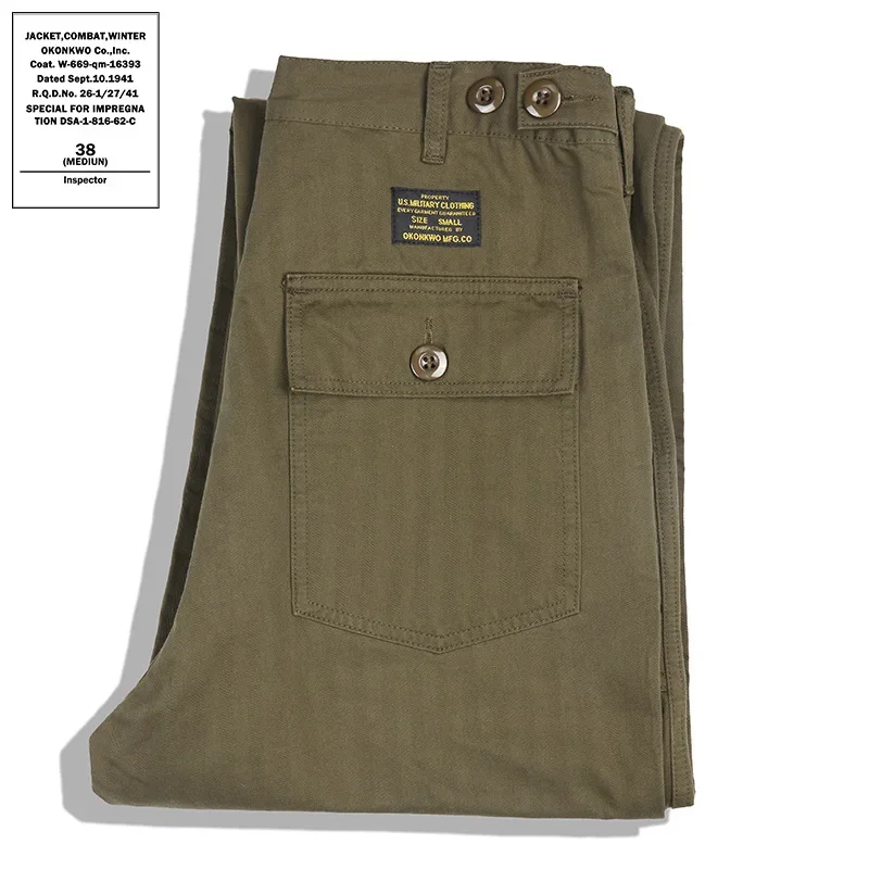 OKONKWO American Style Vintage Military Pants OG-107 Work Casual Pants People's Pattern Trousers Ame Kwo