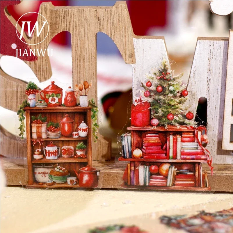 JIANWU Christmas Forest Series Vintage Material Collage Festival Decor Landscaping PET Sticker Creative DIY Journal Stationery