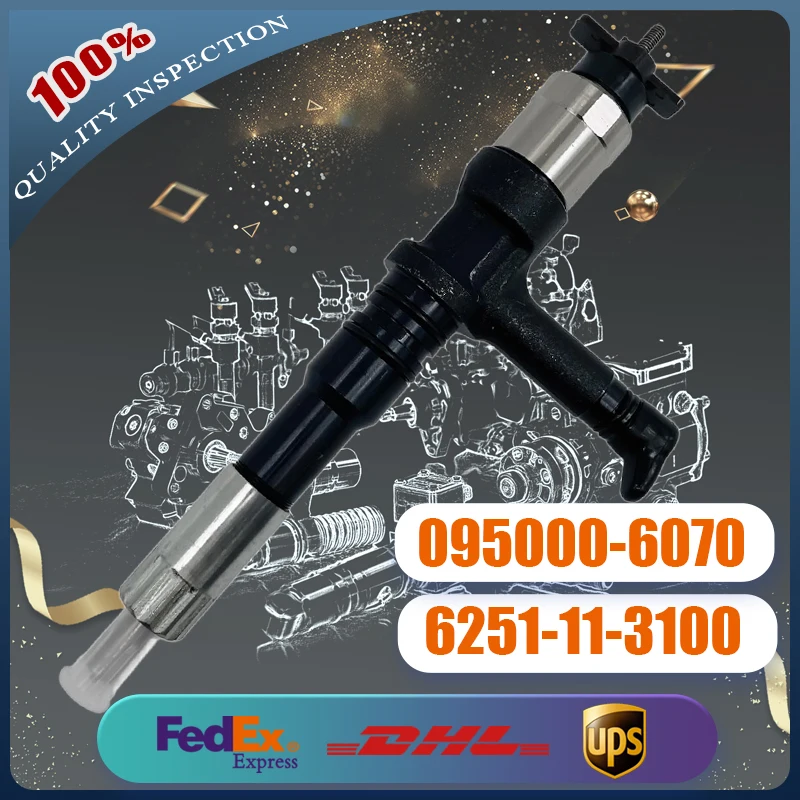 

Fuel Injector 095000-6070 6251-11-3100 for Komatsu Engine 6D125-5 Excavator PC400LC-8 PC450LC-8 Wheel Loader WA480-6