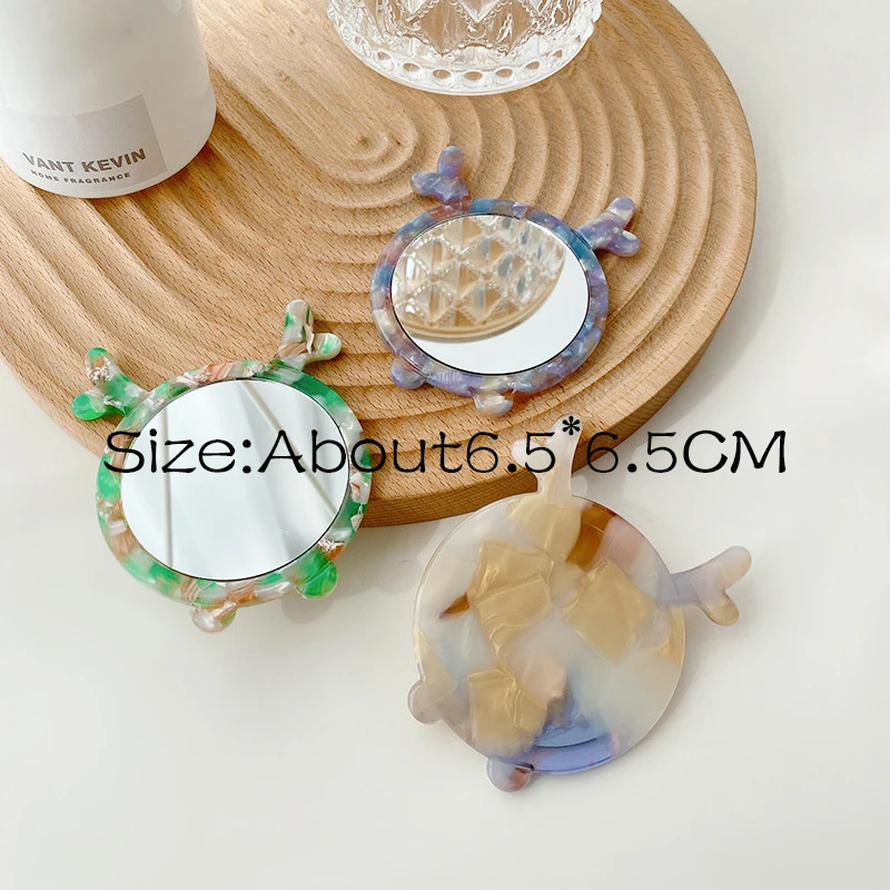 Korean And Japanese Headdress Cute Mini Makeup Mirror Animal Money Acetic Acid Mirror Carry-On Mirror Makeup Small Mirror