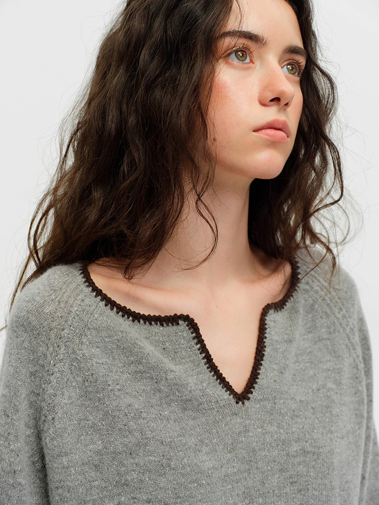 

Удобный повседневный шерстяной вязаный жилет с V-образным вырезом, свободного кроя, с длинными рукавами, для женщин, осенняя мода, стиль Cleanfit.