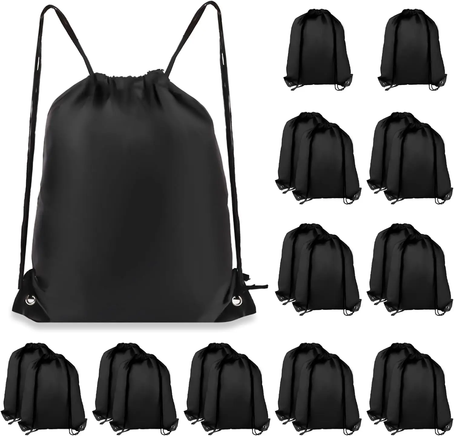 

20 шт. черных рюкзаков-мешков на шнурке оптом для спорта, тренажерного зала, путешествий, плавания, пляжа