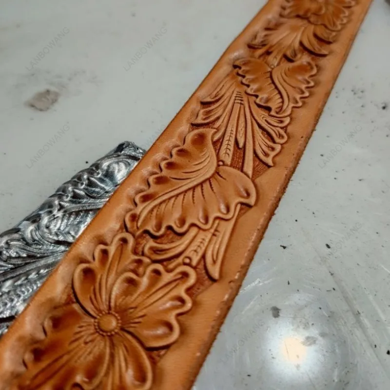 Floral Series Handmade Vegetable Tanned Leather Embossing Dies Splicable Belt Press Molds