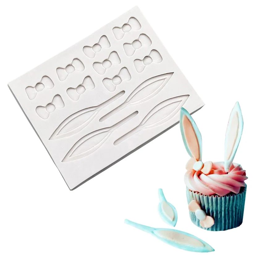 

Bowknot Bunny Ear Silicone Cake Baking Mold Sugarcraft Chocolate Cupcake Baking Mould Fondant Cake Decorating Tools