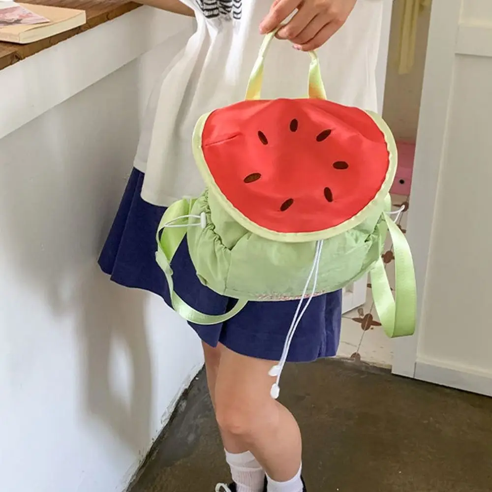 

Korean Style Outdoor Drawstring Backpack Dopamine Color Waterproof Fruit Nylon Backpack Travel Commute Hiking Shoulder Bag