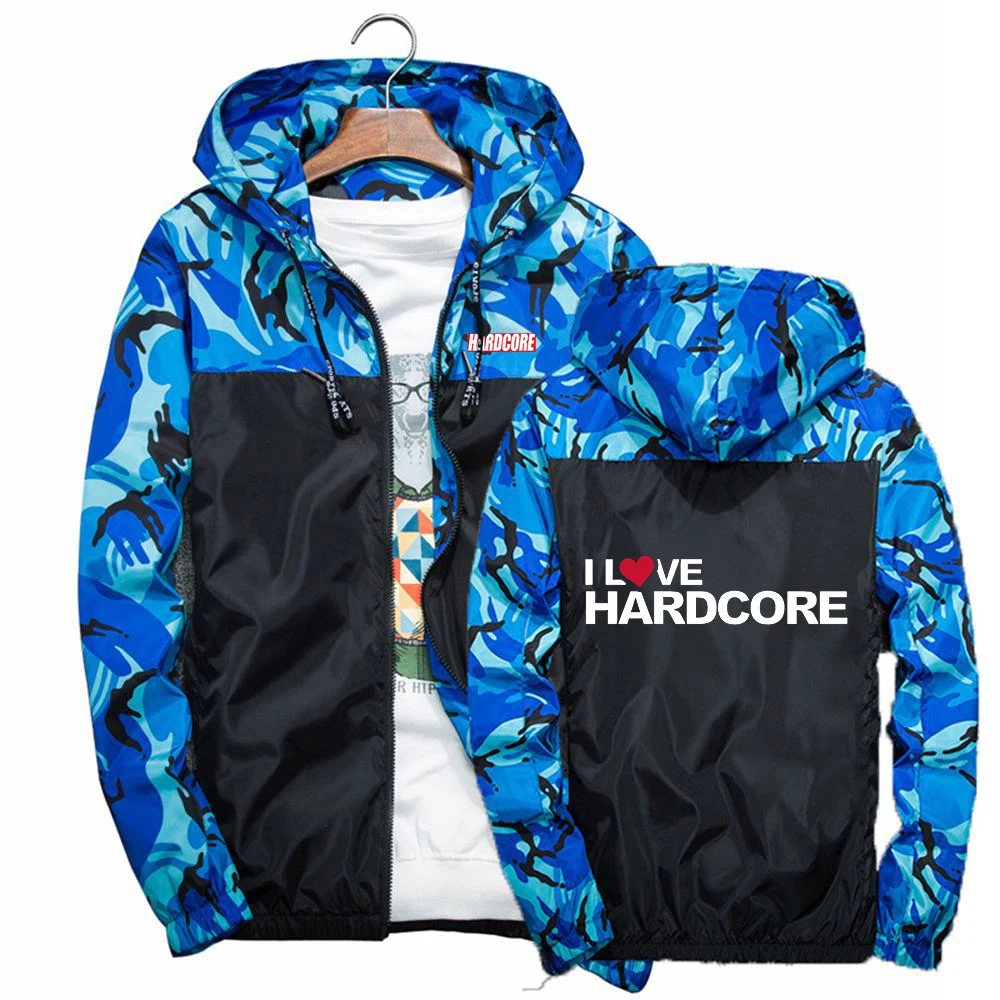 HARDCORE Printed Men Military Windbreaker Camouflage Patchwork Jackets Coats Fashion Streetwear Jacket Camo High Quality Clothes